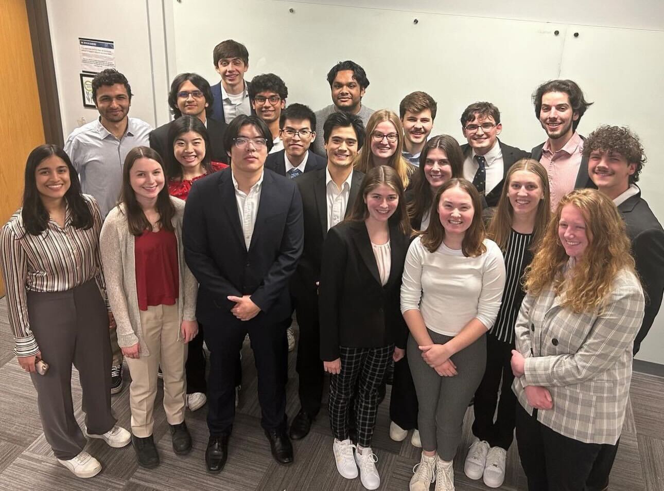 Officers and initiates from left to right: Simran Bagri, Rohit Kamath, Audrey Wong, Jorge Luna, Spencer Dickhudt, Josiah Wong, Nihaar, Gopalji, Alex Li, Benji Wu, Rizwan Hayder, Maddie Deming, Marissa May, Jack Evans, Lauren Berry, Lexi Martin, Owen Sayer, Kayle Mazure, Ben Andelman, Victoria Davidowicz, David Grover.